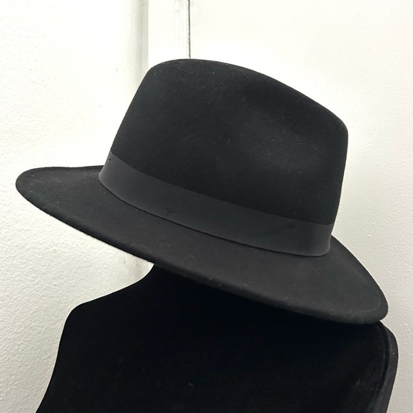 Women’s Black 100% Wool Hat with Matching Black Grosgrain Ribbon Band, Size Lg - Picture 3 of 14